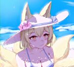  artist_request beach fox fox_girl hat highres kitsune straw_hat summer swimsuit touhou yakumo_ran 