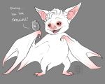  astarion_(baldur&#039;s_gate) baldur&#039;s_gate baldur&#039;s_gate_3 bat batstarion dungeons_and_dragons english_text fangs feral feralized fur hasbro hi_res humor leaf-nosed_bat male mammal microbat mirror onehandedbndt red_eyes solo teeth text vampire_bat white_body white_fur wings wizards_of_the_coast yangochiropteran 