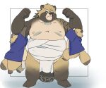  2023 anthro asian_clothing belly big_belly black_nose brown_body canid canine clothing east_asian_clothing fundoshi group gyobu gyobu&#039;s_underlings hi_res humanoid_hands inunoshippo japanese_clothing kemono lifewonders male mammal moobs nipples overweight overweight_male raccoon_dog scar simple_background tanuki tokyo_afterschool_summoners underwear white_clothing white_fundoshi white_underwear young 