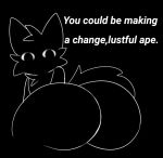  anthro big_butt big_eyes black_background black_body black_fur boy_kisser_(meme) butt butt_focus dialogue domestic_cat felid feline felis fur huge_butt looking_back male male/male mammal outline presenting presenting_hindquarters scary silly_cat_(mauzymice) simple_background solo talking_to_viewer text thick_thighs unknown_artist white_eyes white_outline white_text wide_hips 