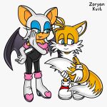  1:1 age_difference anthro bat bat_wings blush canid canine duo female fox hi_res holding_tail makeup male male/female mammal membrane_(anatomy) membranous_wings miles_prower nervous nervous_smile older_female rouge_the_bat sega sonic_the_hedgehog_(series) spread_wings tail wings younger_male zoryan_kvit 