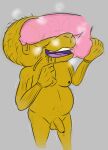  absurd_res alien babidi balls barbell belly bodily_fluids disembodied_penis dragon_ball dragon_ball_z drooling duo foreskin genital_fluids genitals hi_res humanoid_genitalia humanoid_penis majin male male/male nipples oldladydoodles penis pink_penis precum saliva smile 