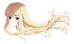  1girl blonde_hair blue_eyes bowlp commentary_request cropped_head floating_hair looking_at_viewer original simple_background solo white_background 