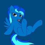  blue_body blue_eyes equid equine fan_character feral herm horn horse intersex mammal pony sapphiremoon_(oc) solo tongue tongue_out unknown_artist 