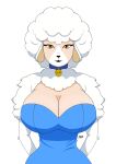  absurd_res accessory animatronic anthro anuvisur_(artist) big_breasts blush bovid breasts caprine clothed clothing collar digital_media_(artwork) dress female fur hair happy hi_res huge_breasts looking_at_viewer machine mammal mature_anthro mature_female open_mouth robot sha_(twf) sheep simple_background smile solo the_walten_files thick_thighs topwear white_background white_body white_fur wool_(fur) 
