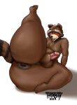  anthro anus backsack balls big_butt blush blush_lines brown_body brown_fur butt curvy_body curvy_figure curvy_male cute_expression feet from_front_position fur genitals guardians_of_the_galaxy hi_res huge_butt looking_at_viewer looking_pleasured male mammal marvel nacked nervous nude one_leg_up pinup pose procyonid puffy_anus raccoon raised_leg raised_tail rear_view requested_sex rocket_raccoon solo strip_game tail thick_tail thick_thighs thirstydraws wide_hips 