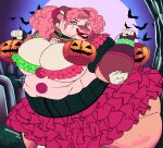  absurd_res anthro bat belly big_belly big_breasts bottomwear breasts brown_body brown_fur clothed clothing clown costume dancewear detailed_background dress felid feline female food fruit fur hair halloween hi_res holidays kittykisscake lion lips makeup mammal obese obese_anthro obese_female overweight overweight_anthro overweight_female pantherine pigtails pink_body pink_fur pink_hair pink_nose plant pumpkin rin_(kittykisscake) skirt smile solo thick_lips thick_thighs topwear trick_or_treat tutu white_body white_fur wide_hips 