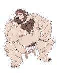  2023 anthro bear beard bearwivme belly big_belly black_nose bulge clothing facial_hair hi_res kemono male mammal moobs musclegut mustache nipples one_eye_closed overweight overweight_male polar_bear simple_background sitting solo underwear ursine white_background wink 