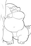  2023 3_toes absurd_res alligator alligatorid anthro belly big_belly biped crocodilian feet hi_res kemono lying m2vcjtad5hsdvla male monochrome navel overweight overweight_male reptile scalie solo toes 