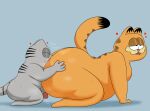  &lt;3 2023 absurd_res all_fours anal anthro big_butt black_stripes black_tail blue_background bodily_fluids butt colossalstars digital_media_(artwork) domestic_cat duo eyes_closed felid feline felis fur garfield_(series) garfield_the_cat genitals grey_body grey_ears grey_fur grey_tail half-closed_eyes hand_on_butt hand_on_ground hand_on_penis happy hi_res huge_butt kneeling looking_pleasured male male/male mammal markings masturbation narrowed_eyes nermal_(garfield) obese obese_anthro obese_male on_ground onomatopoeia oral orange_body orange_ears orange_fur orange_tail overweight overweight_anthro overweight_male penis pink_nose rimming sex simple_background size_difference sound_effects striped_markings striped_tail stripes sweat tail tail_markings text thick_thighs two_tone_tail 