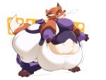  anthro boot_(artist) breasts canid canine clothed clothing digital_media_(artwork) dungeons_of_aether female fingers fleet_(dungeons_of_aether) fox fur green_eyes hair hi_res mammal obese orange_body orange_fur overweight overweight_female simple_background solo tail thick_thighs wide_hips 