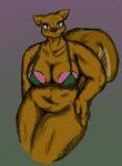  anthro areola areola_slip axentooth belly big_areola big_breasts big_tail bikini bikini_top breasts cleavage clothed clothing female front_view glistening_eyelids hand_on_hip illah_(axentooth) ineffective_clothing looking_at_viewer makeup mammal mature_female navel rodent sciurid solo swimwear tail teeth topwear tree_squirrel 