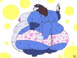  2018 4:3 4_fingers anthro areola barefoot batspid2 belly big_areola big_belly big_breasts big_butt biped black_eyes blep blue_body blue_fur bodily_fluids breasts brown_hair butt canid canine chloe_(batspid2) clothed clothing dessert digital_drawing_(artwork) digital_media_(artwork) eyebrow_through_hair eyebrows eyelashes feet female fingers flabby_arms flat_colors food fox full-length_portrait fur glistening glistening_eyes gloves_(marking) hair heart_underwear holding_clothing holding_food holding_object huge_breasts huge_butt huge_thighs hyper hyper_belly hyper_butt hyper_hips hyper_thighs ice_cream ineffective_clothing leg_markings looking_at_viewer mammal markings morbidly_obese morbidly_obese_anthro morbidly_obese_female multicolored_body multicolored_fur nipples obese obese_anthro obese_female overweight overweight_anthro overweight_female pattern_background pink_areola pink_nipples pink_tongue portrait puffy_nipples rear_view signature simple_background socks_(marking) solo standing sweat sweaty_back sweaty_belly sweaty_body sweaty_breasts sweaty_butt sweaty_legs sweaty_thighs tail tail_markings thick_thighs three-quarter_view tight_clothing tongue tongue_out topless topless_anthro topless_female translucent translucent_hair underwear underwear_only white_body white_fur 
