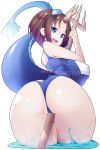 animal_humanoid aquatic_dragon big_breasts big_butt bikini breasts butt camel_toe clothing dragon dragon_humanoid elma_(dragon_maid) female genitals hair horn horned_humanoid hotvr_(artist) humanoid looking_back marine melee_weapon miss_kobayashi&#039;s_dragon_maid nipple_outline one-piece_swimsuit open_mouth partially_submerged polearm presenting presenting_pussy pussy solo swimwear tail thick_thighs tight_clothing trident weapon wide_hips 