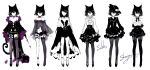  1girl animal_ears bare_shoulders boots cat_ears cat_tail choker commentary dress faceless full_body high_heel_boots high_heels limited_palette long_hair off-shoulder_dress off_shoulder original red_eyes sheya short_dress short_sleeves simple_background solo standing tail white_background 