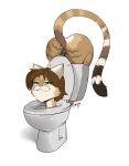  2023 :3 anthro butt domestic_cat felid feline felis female green_eyes helia_peppercats hi_res humor mammal meme shitpost simple_background sirartwork skibidi_toilet smug solo toilet what white_background 