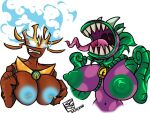  4:3 areola big_breasts blue_areola blue_eyes blue_fire blue_nipples breasts brown_body captain_combustible_(pvz) chomper_(pvz) chompzilla clenched_teeth colored_fire crossgender duo electronic_arts elemental_creature elemental_humanoid female fire flaming_hair flora_fauna ggez2341 green_areola green_nipples huge_breasts humanoid leaf long_tongue mask navel nipple_piercing nipples open_mouth piercing pink_tongue plant plant_humanoid plants_vs._zombies plants_vs._zombies_heroes popcap_games pseudo_hair purple_body sharp_teeth simple_background striped_tongue teeth tongue torchwood_(pvz) treant tree tree_humanoid white_background 