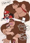  &lt;3 after_anal anthro ape big_pecs blush bodily_fluids brown_body brown_fur brown_hair condom donkey_kong_(character) donkey_kong_(series) duo ejaculation embrace english_text erection eyes_closed facial_hair filled_condom fur genitals gorilla hair haplorhine hi_res hug human human_on_anthro illumination_entertainment interspecies larger_anthro larger_male looking_pleasured male male/male mammal mario mario_bros musclegut muscular muscular_anthro muscular_male mustache necktie nintendo nipples nude open_mouth othukimi pecs penis primate sex sexual_barrier_device size_difference smaller_human smaller_male sweat teeth text the_super_mario_bros_movie 