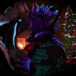  3d_(artwork) absurd_res animal_genitalia animal_penis anthro blender_(software) blowjob_face bodily_fluids canid canine canine_genitalia canine_penis christmas christmas_clothing christmas_decorations christmas_tree clothing digital_media_(artwork) duo ender_(enderowy) enderowy fellatio genitals hi_res holidays knot lupus_carnifex male male/male mammal nude oral penile penis plant rexouium saliva sex tree 