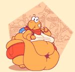  anthro bandage clothed clothing eyebrows huge_belly koopa kooper male mario_bros moobs morbidly_obese morbidly_obese_anthro morbidly_obese_male navel nintendo obese obese_anthro obese_male overweight overweight_anthro overweight_male paper_mario paper_mario_(2000) plant raised_eyebrow roundedpentagon scalie scarf solo standing tree 