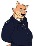  2023 absurd_res anilover16 anthro belly big_belly black_nose brok_the_investigator brown_body clothing hi_res kangaroo macropod male mammal marsupial overweight overweight_male police_uniform shirt simple_background sin_(brok_the_investigator) solo topwear uniform white_background 