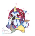  animal_skin anthro bandai_namco blush bonnet chibi clothing digimon digimon_(species) fur gabumon headgear headwear hi_res plushie red_eyes solo striped_body striped_fur stripes youzaiyouzai112 