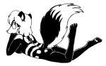  barely_visible_breasts breasts feet_up female fur lying mammal mephitid on_front skunk striped_body striped_fur stripes tabbiewolf 