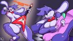  2023 accessory alfa_quinto_(artist) alfa_quinto_(character) anthro balls big_breasts bonnie_(fnaf) bow_(feature) bow_tie bow_tie_only breasts crossgender dialogue digital_drawing_(artwork) digital_media_(artwork) dragon duo english_text female five_nights_at_freddy&#039;s fur genitals guitar hair hi_res humanoid_genitalia humanoid_penis lagomorph leporid looking_at_viewer male male/female mammal mostly_nude musical_instrument nipples nude open_mouth penile penis playing_guitar playing_music playing_with_penis plucked_string_instrument purple_body pussy rabbit scalie scott_cawthon scottgames sequence shaded signature simple_background smile solo string_instrument text thick_thighs wide_hips widescreen 