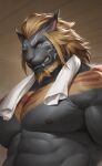  2022 abs absurd_res amber_eyes anthro biceps black_body black_fur blonde_hair bodily_fluids facial_hair fangs felid final_fantasy final_fantasy_xiv fur grin hair half-length_portrait hi_res hrothgar looking_at_viewer looking_down male mammal multicolored_body multicolored_fur muscular muscular_anthro muscular_male nat10730 nipples open_mouth pecs pinup portrait pose sauna sharp_teeth smile solo square_enix striped_body striped_fur stripes sweat tan_body tan_fur teeth towel towel_around_neck towel_only triceps two_tone_body two_tone_fur vein veiny_muscles 