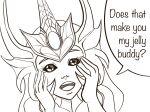  black_sclera bread-n-butter crown dialogue female happy headgear hi_res humanoid league_of_legends marine merfolk nami_(lol) riot_games sketch solo speech_bubble split_form 