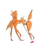  2023 anthro clothing domestic_cat eyewear felid feline felis female female/female footwear fur group hand_on_butt kissing mammal nipples orange_body orange_fur pink_clothing pink_footwear pink_shoes rocketpepa shaded shoes smile sunglasses the_simpsons undressing 