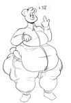  2017 4_fingers accessory anthro bear belly big_belly big_breasts biped black_text blush blush_lines bottomwear bow_ribbon breasts brianna_(kaboodles) clothed clothing digital_drawing_(artwork) digital_media_(artwork) english_text female fingers footwear fur hair hair_accessory hair_bow hair_ribbon height imperial_unit kaboodles mammal monochrome navel_outline nice_brianna_(kaboodles) obese obese_anthro obese_female open_mouth open_smile overweight overweight_anthro overweight_female ribbons round_ears shoes simple_background simple_eyes small_tail smile solo standing sweatpants tail tall text thick_thighs topwear white_background wide_hips zipper 