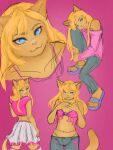  allumii anthro anthrofied blonde_hair bottomwear bra brooklyn_hayes clothing crop_top denim denim_clothing domestic_cat felid feline felis female hair hasbro jeans littlest_pet_shop lps_339 lps_popular mammal pants prick_ears shirt skirt solo sweater topwear underwear 