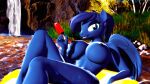  2022 3d_(artwork) 4k absurd_res anthro anthrofied areola big_areola big_breasts blue_body blue_eyes blue_fur blue_hair breasts curvaceous curvy_figure cutie_mark detailed_background digital_media_(artwork) equid equine eyelashes female fingers food friendship_is_magic fur gamer_princess_luna hair hasbro hi_res horn hourglass_figure inflatable inner_tube looking_at_viewer mammal my_little_pony nipples nude outside ponytail popsicle princess_luna_(mlp) short_hair small_waist smile solo source_filmmaker themanwithaquest thick_thighs voluptuous water waterfall wide_hips winged_unicorn wings 