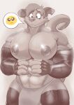  absurd_res american_opossum anthro arm_warmers armwear beart big_pecs bodily_fluids clothing hi_res latex latex_clothing leg_warmers legwear male mammal marsupial muscular muscular_anthro muscular_male pecs pecs_focus shy solo submissive submissive_male sweat 