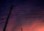  alu.m_(alpcmas) cloud cloudy_sky evening gradient_sky night night_sky no_humans orange_sky original outdoors power_lines scenery signature sky sky_focus utility_pole 