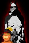  anonymous_artist anthro balls black_nose body_hair canid canine canis cavalier_hat clothed clothing cobson death_(puss_in_boots) domestic_cat dreamworks duo erection felid feline felis fur genitals green_eyes hairy_balls hairy_nipples hat headgear headwear hi_res imminent_rape male male/male mammal obese orange_body orange_fur overweight partially_clothed penis puss_in_boots_(dreamworks) rapeson red_eyes robe sickle simple_background soyjak weapon whiskers why wolf 