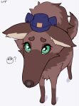  2023 ambiguous_gender canid canine canis clothing digital_media_(artwork) digitigrade domestic_dog female_(lore) feral feralized fur green_eyes hair hat headgear headwear hi_res high-angle_view keisatsu_dog_(sususuigi) kemono let_me_do_it_for_you long_snout looking_at_viewer mammal meme paws quadruped simple_background snout solo sususuigi white_background 