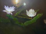  flower fog leaf light mitzoka2001 no_humans original painting_(medium) pastel_(medium) plant shadow traditional_media white_flower 