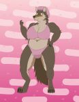  absurd_res anatomically_correct anatomically_correct_genitalia anatomically_correct_pussy animal_genitalia animal_pussy anthro big_bad_wolf big_bad_wolf_(shrek) bikini brown_body brown_fur canid canine canine_genitalia canine_pussy canis claws clothed clothed/nude clothing colored crossgender digital_media_(artwork) dreamworks fairy_tales female fur genitals green_eyes hat hat_only headgear headgear_only headwear headwear_only hi_res little_red_riding_hood_(copyright) looking_at_viewer mammal mature_anthro mature_female mexlicano mostly_nude nipples nude overweight overweight_female pink_clothing pussy shrek_(series) simple_background smile solo swimwear watermark wolf 