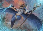  anthro avian beak big_breasts bird blue_body breasts chaos chaos_daemon claws clothed clothing daemon_of_tzeentch demon digital_media_(artwork) feathered_wings feathers female izrez jewelry lord_of_change membrane_(anatomy) membranous_wings pose solo staff talons warhammer_(franchise) warhammer_fantasy wings 