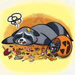  1:1 absurd_res candy dessert food fur grey_body grey_fur halloween halloween_2023 hi_res holidays mammal procyonid raccoon 