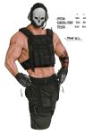  1boy absurdres arm_tattoo belt black_belt black_gloves black_male_underwear black_pants bulletproof_vest call_of_duty call_of_duty:_modern_warfare_2 english_text ghost_(modern_warfare_2) gloves highres iba_(kcokaine) like_and_retweet male_focus male_underwear male_underwear_peek mask meme muscular muscular_male pants simple_background skull_mask solo tattoo twitter_strip_game_(meme) underwear white_background 