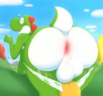  absurd_res ambiguous_gender angryelanoises anthro anus balls big_balls big_butt blush bottomwear bouncing_balls butt clothed clothing detailed_background dinosaur duo faceless_character genitals girly green_yoshi hi_res huge_butt humanoid_genitalia koopa looking_at_viewer male male/ambiguous mammal mario_bros nintendo nude open_mouth partially_clothed presenting presenting_hindquarters pulling_underwear rear_view reptile scalie solo solo_focus spikes surprised_expression tail thick_thighs tongue underwear underwear_down wide_hips yoshi 