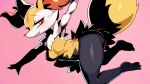  2023 3_fingers 3_toes anthro black_body black_fur braixen breasts claws drunk_oak eyebrows feet finger_claws fingers fur generation_6_pokemon hi_res looking_at_viewer multicolored_body multicolored_fur nintendo nude pokemon pokemon_(species) pose solo teeth toes white_body white_fur 