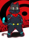  2023 808_(hi-fi_rush) anthro atlus bandanna belt black_background black_belt black_body black_ears black_mask black_nose black_tail blue_body blue_eyes blue_tail building city digital_media_(artwork) domestic_cat fangs featureless_crotch felid feline felis front_view fusion hands_on_hips happy hi-fi_rush hi_res kerchief male mammal mask megami_tensei megami_tensei_persona morgana_(persona) multicolored_body multicolored_eyes nekoni orange_eyes orange_pupils pose pupils red_background red_bandanna red_kerchief sega sharp_teeth simple_background solo standing tail teeth tongue tuxedo_cat two_tone_belt two_tone_body two_tone_eyes two_tone_tail whiskers yellow_belt 