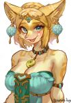 alternate_species anthro blonde_hair blue_eyes blush breasts canid canine clothed clothing female fox fur hair hi_res looking_at_viewer mammal multicolored_body multicolored_fur nintendo nonoka917 open_mouth princess_zelda solo the_legend_of_zelda two_tone_body two_tone_fur 