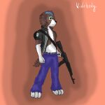  absurd_res ak74 anthro hi_res huge_filesize male moby_(paw_patrol) mobywidebody paw_patrol portuguese_water_dog solo weapon 