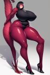  ai_generated animal_humanoid big_breasts black_outfit blush breasts dansnake25 dragon female huge_breasts humanoid hyper hyper_breasts red_hands red_legs scalie solo thick_thighs 