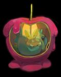  black_background candy_apple closed_eyes closed_mouth commentary dipplin english_commentary food full_body momopatchi no_humans pokemon pokemon_(creature) simple_background 